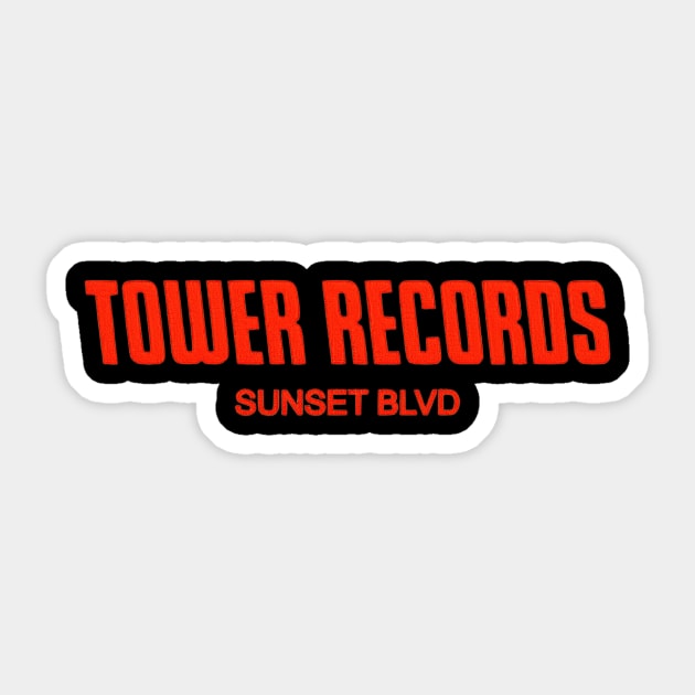 Tower Records Vintage Music Sunset Hollywood Sticker by Ghost Of A Chance 